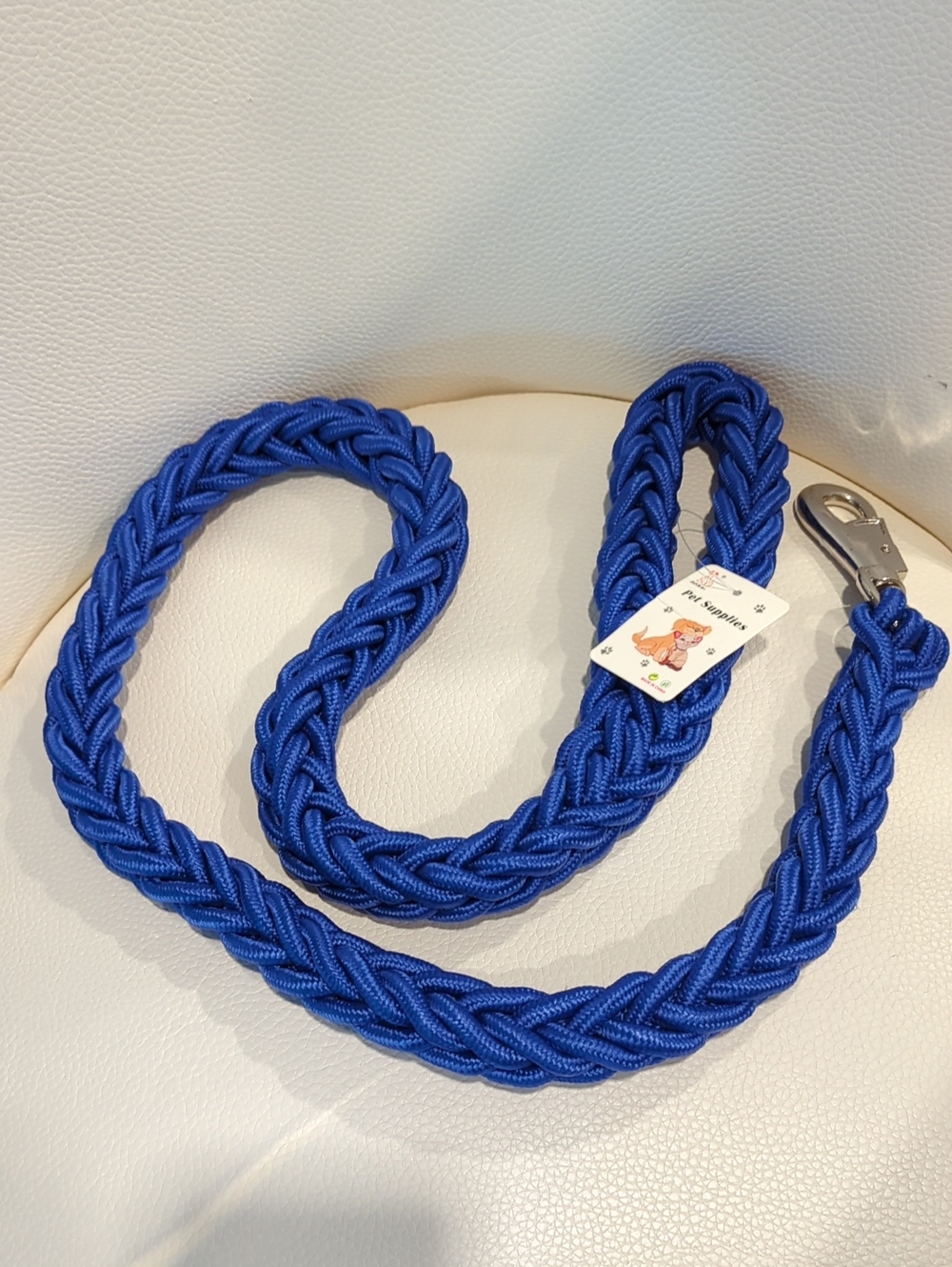 Braided Blue Dog Leash with Metal Snap Hook